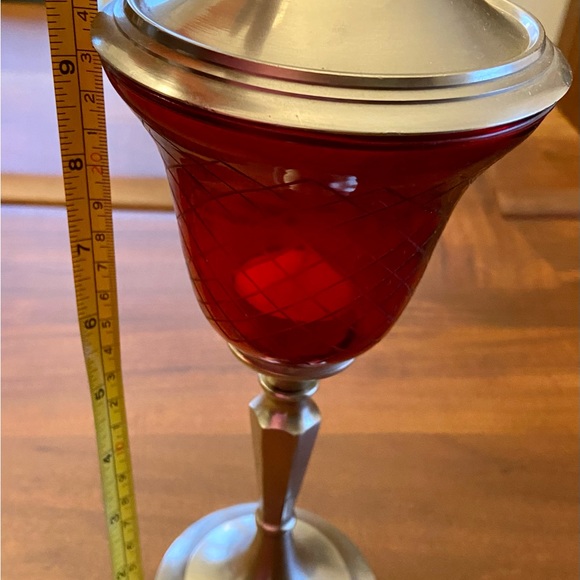 Stunning Pewter and Ted Glass Candle Holder - Picture 5 of 8